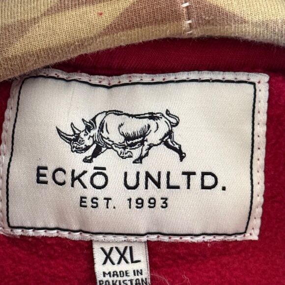 Vintage Ecko UNLTD Hoodie 20th Anniversary Aztec Embroidered Patches Y2K 2XL - Picture 7 of 10